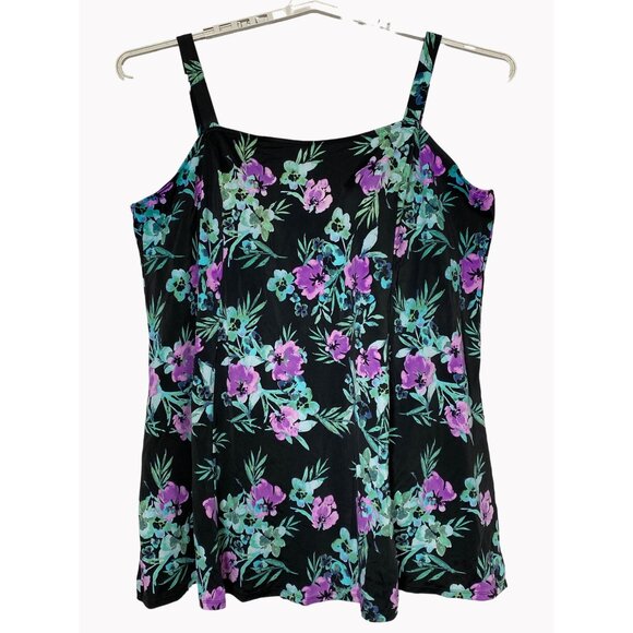 Swimsuits For All sz 34 Plus Floral Fit & Flare Swim Dress Built In Wireless Bra - Picture 1 of 8